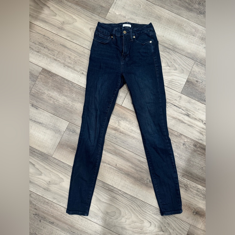 Good American dark wash ALWAYS FITS GOOD WAIST SKINNY JEANS